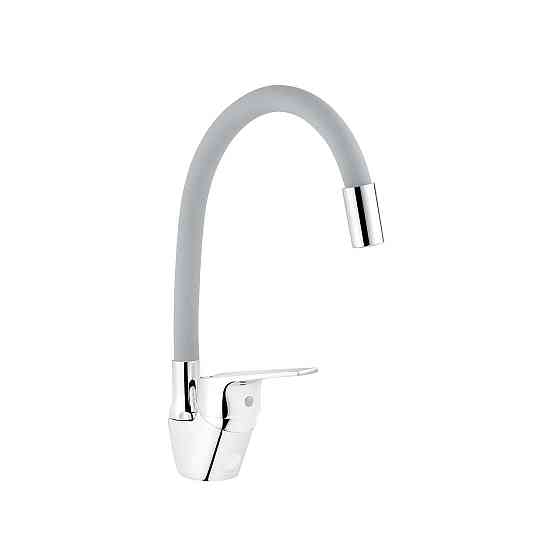 Змішувач для кухні з гнучким виливом Kroner KRM Odra - C032GRA хром/сірий Київ