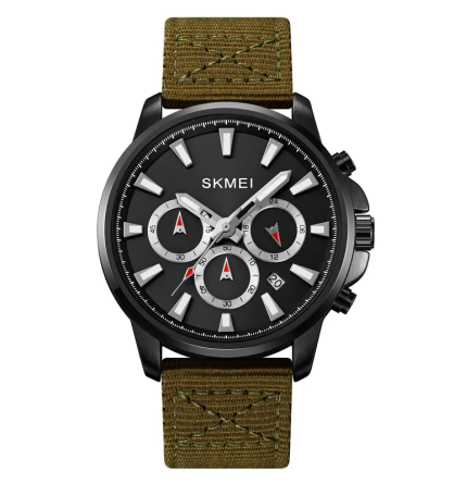 Чоловічий наручний годинник Skmei 2071 на нейлоновому ремінці (Зелений) Вінниця