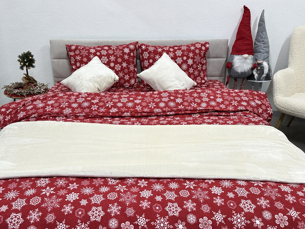 Ecotton Комплект постільної білизни Ecotton Сімейний 150х215 см червоний Сніжинка Коломыя - изображение 4