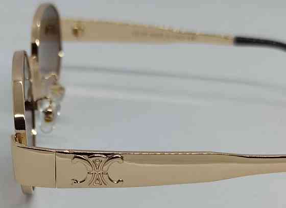 Брендовые женские очки овальные серо коричневый градиент в зол металле. Киев