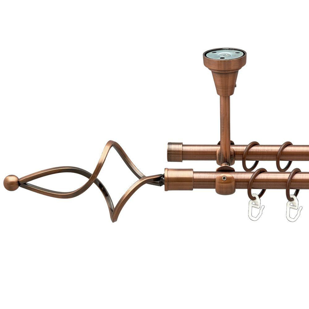 Карниз Orvit Ажур Хвилястий металевий дворядний відкритий до стелі гладка труба кільце металеве Мідь 16\16 мм 160 см (00-00020037) Львів - фото 1