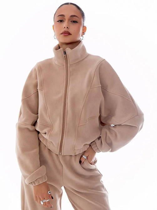 Женский стильный теплый костюм двойка весторонний флис полар Бежевый, 48/52 Одесса - изображение 3