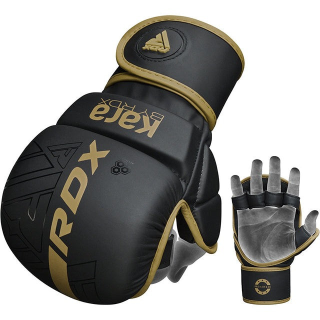Рукавиці для ММА (Греплінгові рукавички) RDX F6 KARA Matte Golden Plus S/M (капа у комплекті) Київ - фото 4
