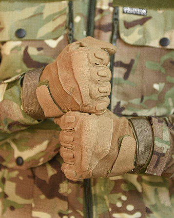 Рукавички тактичні чоловічі повнопали з захистом кайот Одесса - изображение 3
