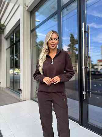 Женский теплый прогулочный костюм двойка: кофта и штаны флис двусторонний Шоколадный, 48 Одесса