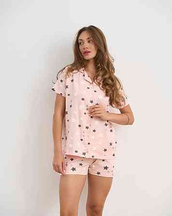 Женская пижама комплект рубашка с шортиками - звездочки Nicoletta 60238 XL Киев