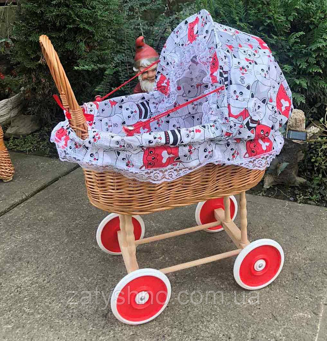Дитячий візочок плетений для ляльки з лози Київ - фото 2
