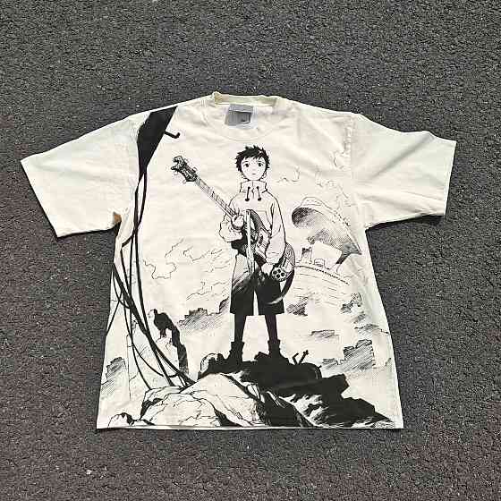 Футболка чоловіча з принтом аніме ФЛКЛ Флкл Наота Медікал манга оверсайз (S/M/L) Черний Дніпро