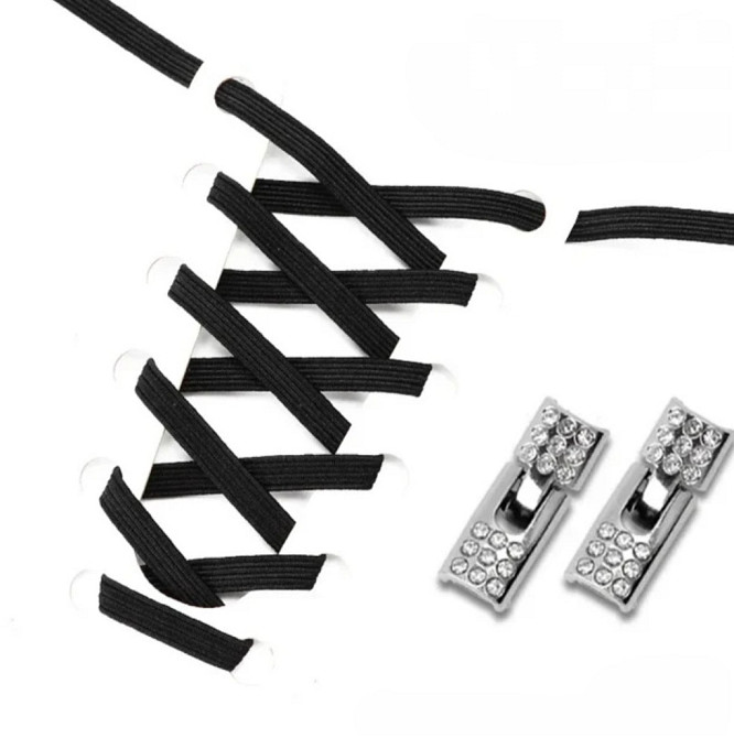 Шнурки еластичні без зав'язок з металевою застібкою зі стразами Сміла - фото 1