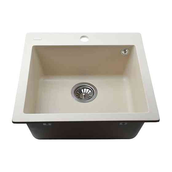 Гранітна мийка Globus Lux AOSTA слонова кiстка 490x455мм Київ