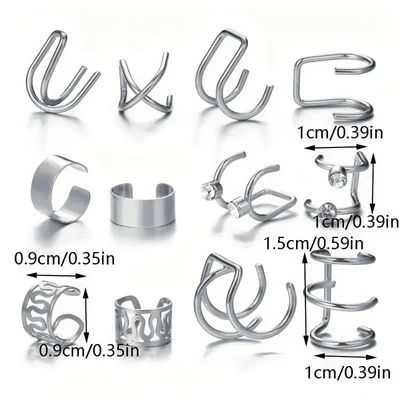 Набор из 12 серебристых каффов на ухо без прокола Киев - изображение 5