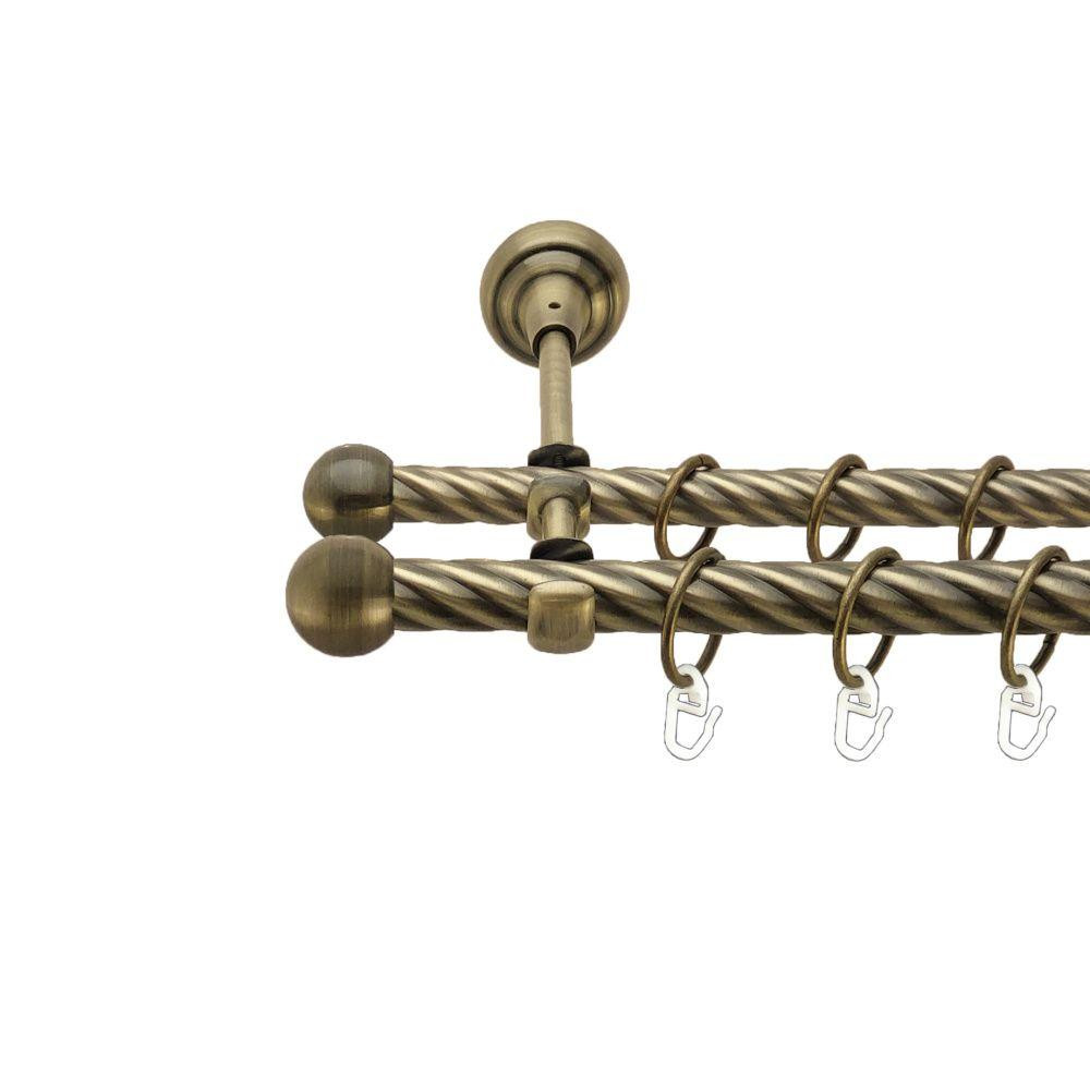 Карниз Orvit Куля Болонь металевий дворядний відкритий скручена труба кільце металеве Антик 19\16 мм 200 см (00-00017454) Львів - фото 1