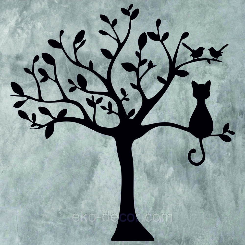 Декоративное настенное Панно «Кот на дереве» Декор на стену 70*66 см, Черный Киев - изображение 5