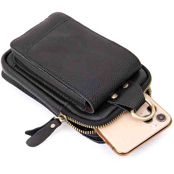 Сумка унісекс на пояс на одне відділення Vintage 20418 Чорна Київ