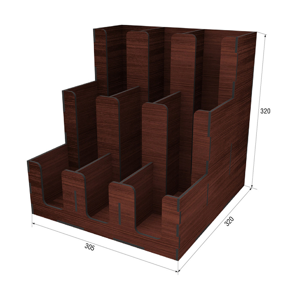 Органайзер EKOSTAR дерев'яний червоно-коричневий для склянок 320х320х305 Київ - фото 3