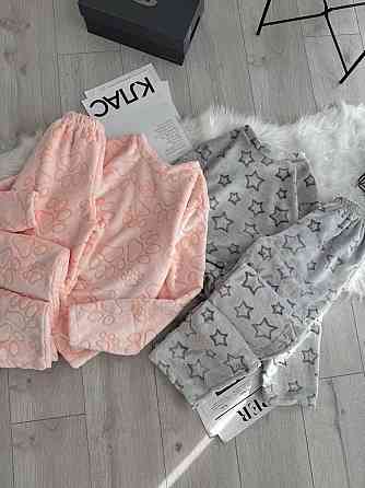 Женская теплая повседневная домашняя махровая пижама турецкая двусторонняя махра Персик, 42/44 Одесса