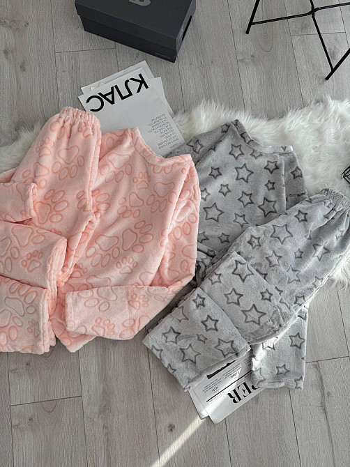 Жіноча тепла повсякденна махрова піжама турецька двостороння махра Персик, 42/44 Одеса - фото 5