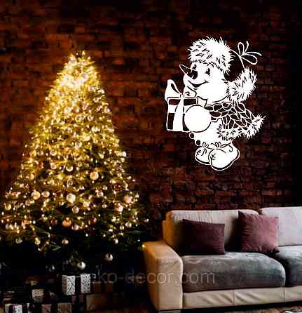 Декоративное настенное Панно «Снеговик», Декор на стену 50*37 см, Белый Киев