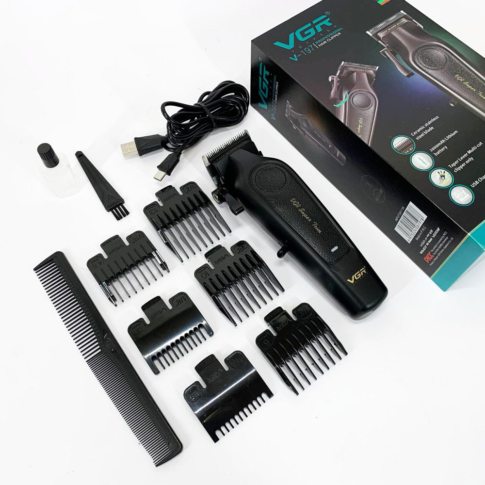 Електрична машинка для стрижки з насадками VGR, Професійний тример з насадками, Тример для скронь JQ-74 Львів - фото 5