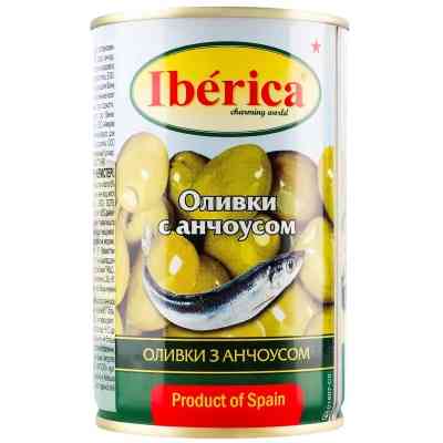 Овочева консервація Iberica Оливки фаршировані анчоусом 300 г (8436024292336) Вінниця