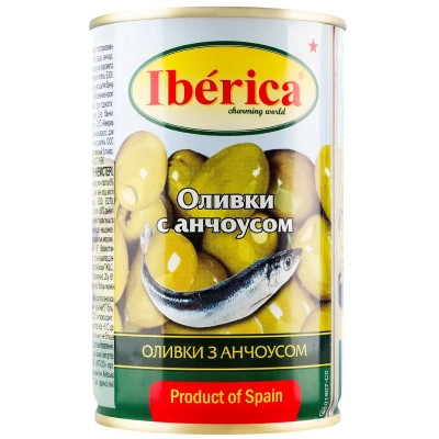 Овочева консервація Iberica Оливки фаршировані анчоусом 300 г (8436024292336) Вінниця - фото 1