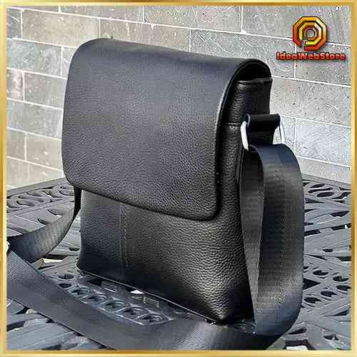 Мужская кожаная сумка из натуральной кожи Черный мессенджер Tiding Bag Кожаный мессенджер мужской Киев