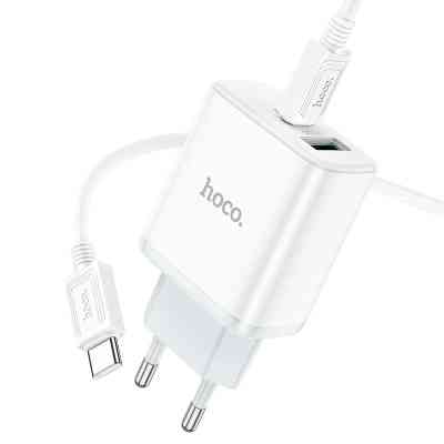Зарядний пристрій HOCO C105A Stage 1xUSB-C PD20W + 1xUSB QC3.0 + cable USB-C to USB-C White (6931474782922) Вінниця