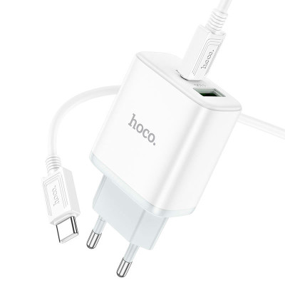 Зарядний пристрій HOCO C105A Stage 1xUSB-C PD20W + 1xUSB QC3.0 + cable USB-C to USB-C White (6931474782922) Вінниця - фото 4