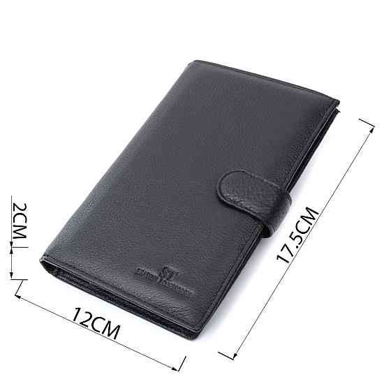 Универсальный мужской бумажник для денег и документов из натуральной кожи ST Leather 22735 Черный Киев