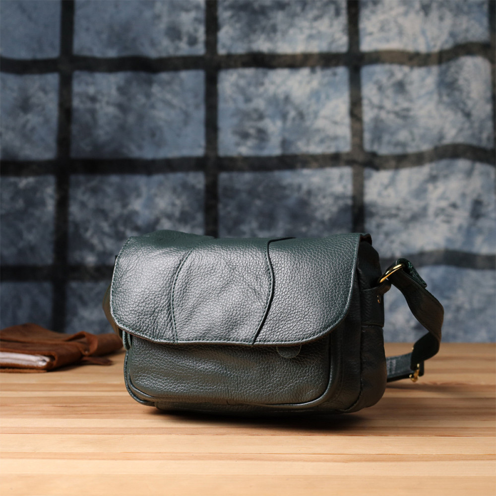 Повсякденна жіноча сумка з натуральної шкіри Vintage 22970 Зелений Київ - фото 10