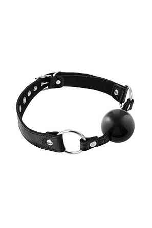 Кляп Fetish Tentation Premium Leather gag with silicone ball Black Sex Aura Київ