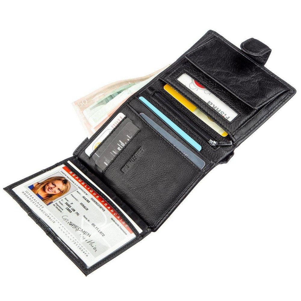 Небольшой кожаный кошелек для мужчин ST Leather 18832 Черный Киев - изображение 6