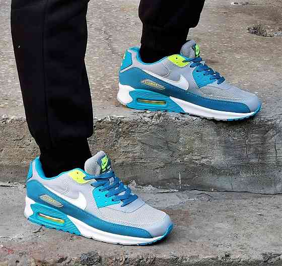 Чоловічі Сірі Кросівки Nike Air Max 90 Сині Найк (розміри: 42,43,44,45,46) Відеовідвідвід Дніпро