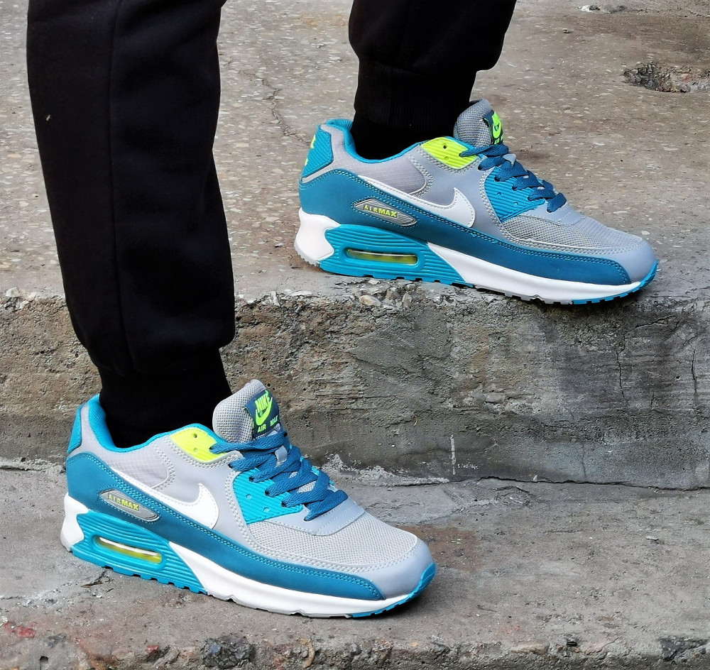Чоловічі Сірі Кросівки Nike Air Max 90 Сині Найк (розміри: 42,43,44,45,46) Відеовідвідвід Дніпро - фото 2