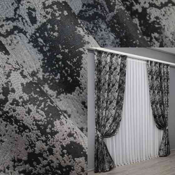 Комплект готовых штор VR-Textil Мрамор Al-7 № 1464ш Серый с черным 150х290 см 2 шт (33-0327) Киев