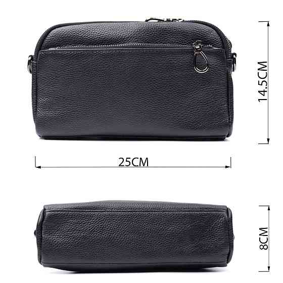 Прямокутна сумка жіноча з кишенями із натуральної шкіри Vintage 22597 Чорна Київ