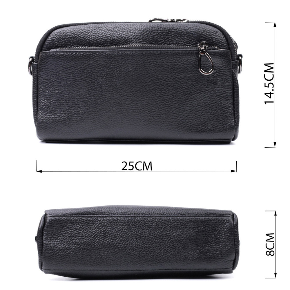 Прямоугольная женская сумка с карманами из натуральной кожи Vintage 22597 Черная Киев - изображение 3