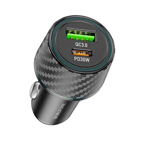 Автомобільний зарядний пристрій BOROFONE BZ21 Brilliant 48W dual port PD30W+QC3.0 car charger, колір чорний BZ21B Одеса