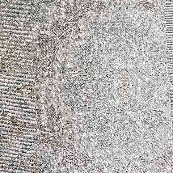 Шпалери метрові вінілові на флізелін Yuanlong Samsara східний стиль під килим блакитні срібло на білому 3д Київ