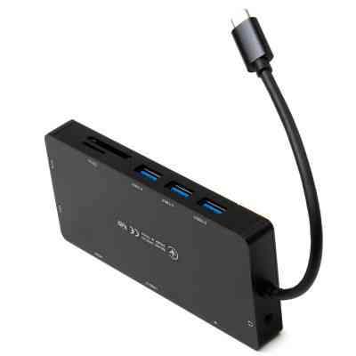 Концентратор Vinga USB-C 3.1 to VGA+HDMI+RJ45+3xUSB3.0+USB2.0+SD/TF+PD+Audio (VHYC10) Вінниця