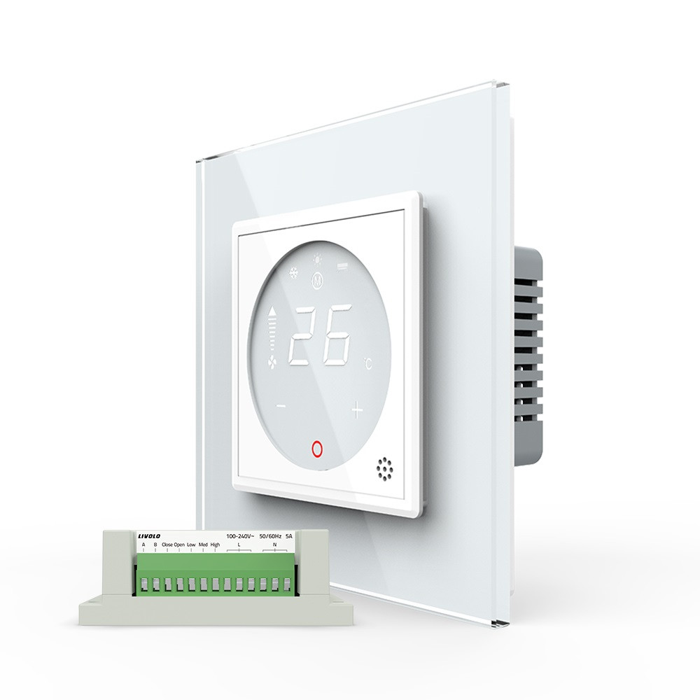 Термостат (терморегулятор) сенсорний для внутрішньопідлогового конвектора водяного опалення та фанкойла LIVOLO, білий (VL-C7-FCA-2WPS72) Коломыя - изображение 1
