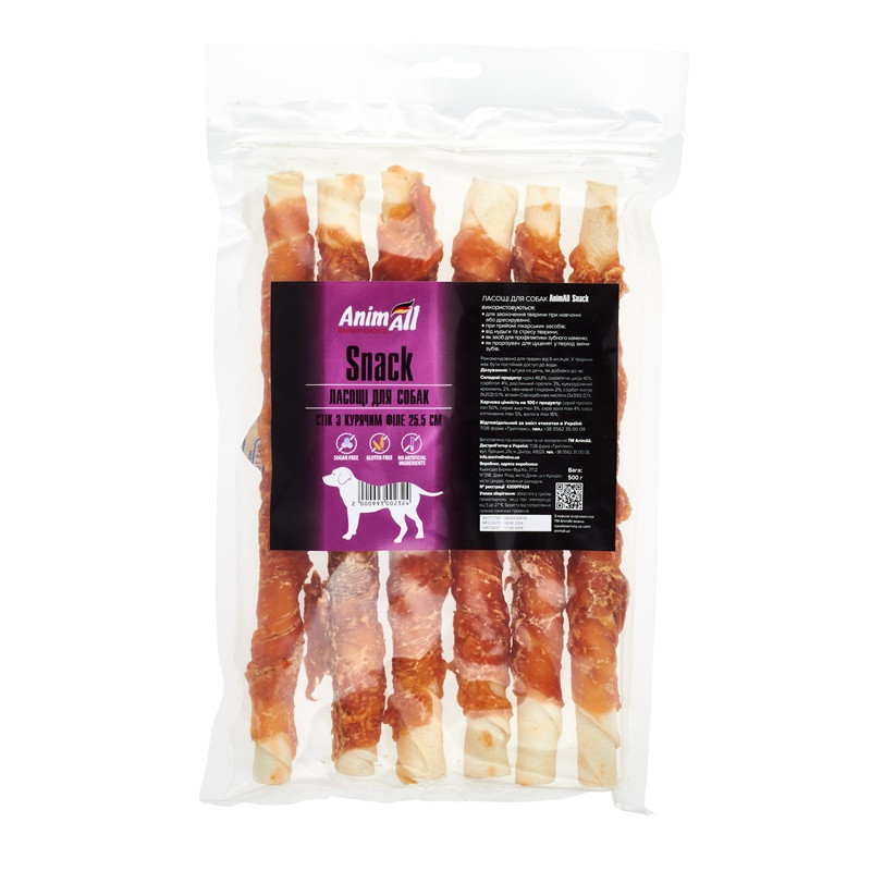Лакомство AnimAll Snack стик с куриным филе для собак, 500 г Киев - изображение 1