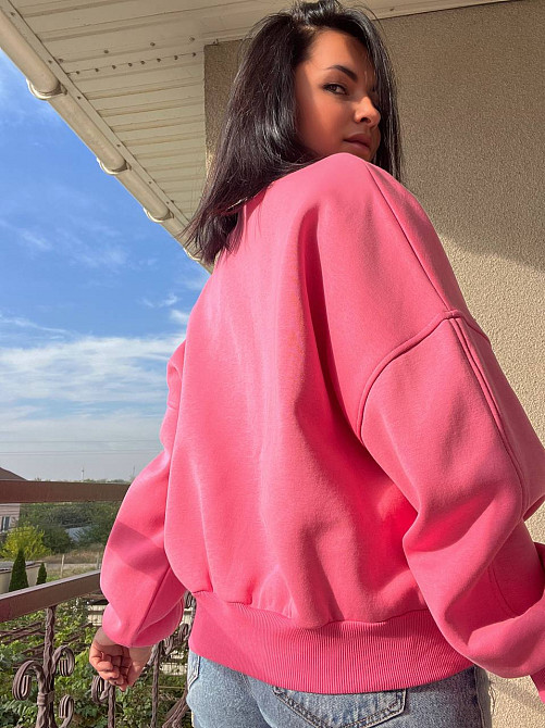 Свитшот женский OLIVIA 2479 широкий оверсайз утепленный вышивка рисунок one size, розовый, one size Киев - изображение 5