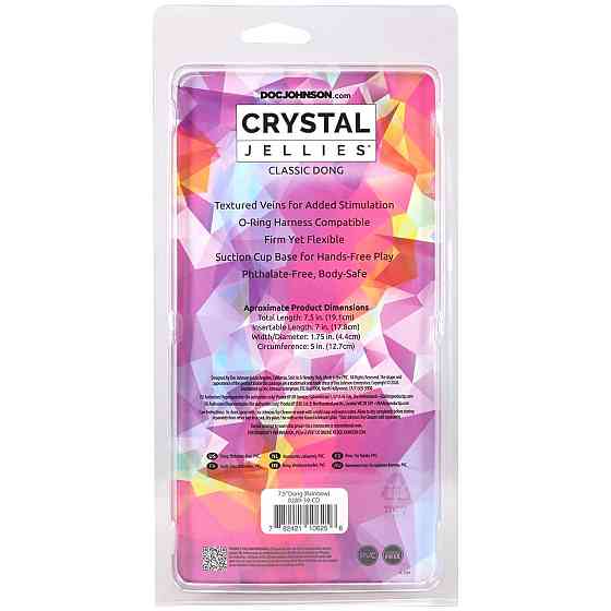 Дилдо Doc Johnson Crystal Jellies - 7.5 Inch Classic Dong - Rainbow Sex Aura Київ