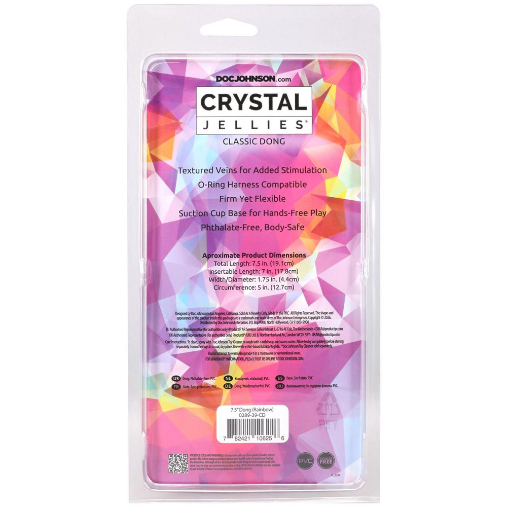 Дилдо Doc Johnson Crystal Jellies - 7.5 Inch Classic Dong - Rainbow Sex Aura Київ - фото 6