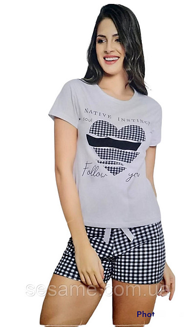 Пижама женская комплект для сна двойка футболка и шорты ТМ Rubina 30070 (Турция) Харьков - изображение 1