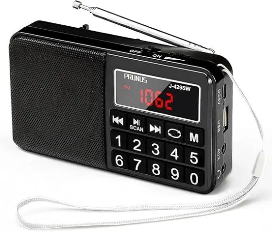 Портативне радіо PRUNUS J-429SW, маленьке FM/AM(MW)/SW, великі прогумовані кнопки та дисплей Київ
