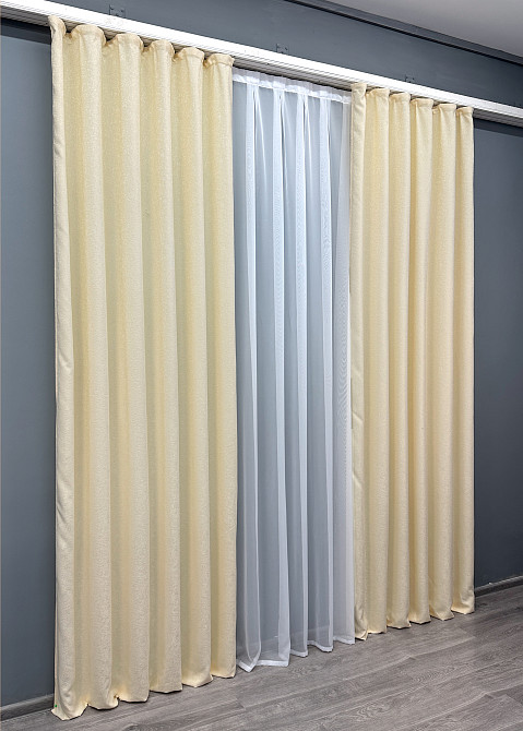 Комплект готовых штор VR-Textil Софт № 1741ш Кремовый 150х280 см 2шт (33-0808) Киев - изображение 4