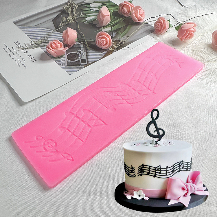 Молд силиконовый Ноты 198 на 59 мм розовый Киев - изображение 2