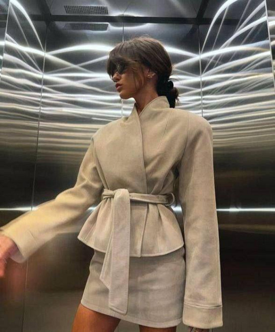 Жіночий стильний повсякденний костюм-двійка із замші на дайвінзі Шоколад, 46/48 Одеса - фото 1